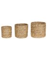 Conjunto 3 cestos para vasos em fibra de jacinto de água cor natural RONQUIL_886402
