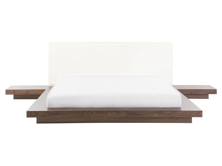 EU King Size Bed with Bedside Tables Brown ZEN_751569