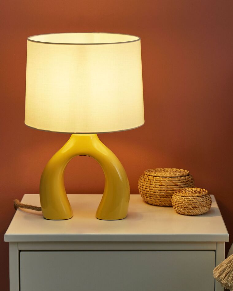 Premier Lampada Da Tavolo In Ceramica Bianca - 26 Cm Di Altezza - Stile Elegante Per Camera E Soggiorno - 2