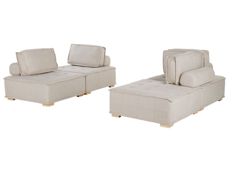 Conjunto de sofás 4 plazas de poliéster beige claro/madera clara TIBRO_825919