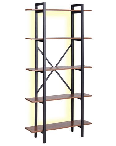 5 Tier Bookcase LED Dark Wood DARBY