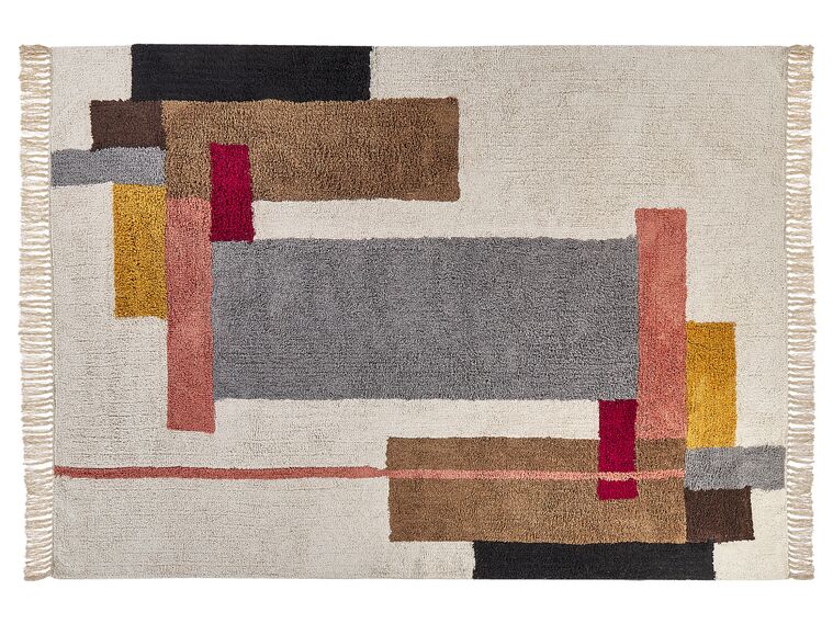 Teppich Baumwolle mehrfarbig 140 x 200 cm geometrisches Muster Kurzflor NIKSAR_844004