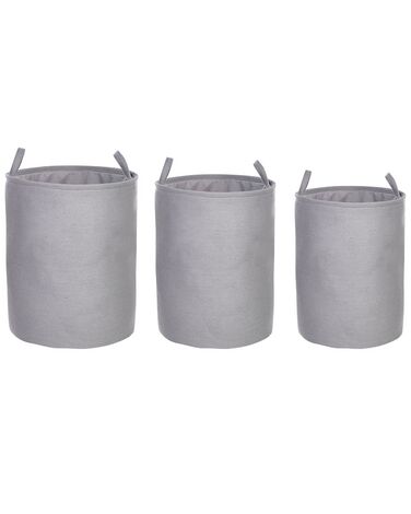 Set of 3 Fabric Baskets Grey ARCHA