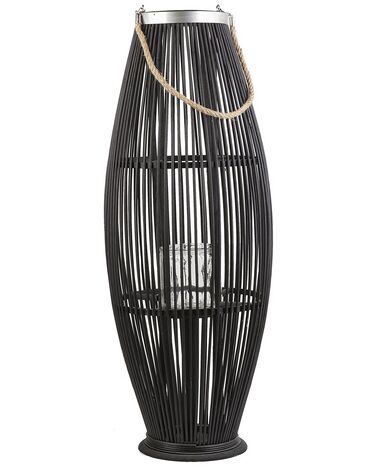 Laterne Bambusholz schwarz 84 cm mit Tragegriff TAHITI