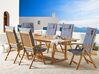 6 Seater Acacia Wood Garden Dining Set with Blue Cushions JAVA_788428