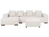 Right Hand Jumbo Cord Corner Sofa with Ottoman Off-White LUNGO_898422