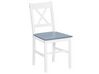 Matgrupp av bord och 4 stolar vit/grå MOANA_781130