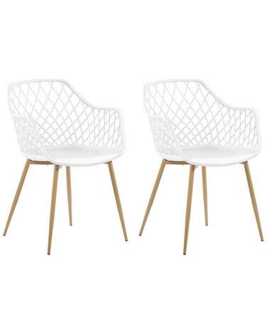 	Conjunto de 2 sillas de comedor blanco/madera clara NASHUA