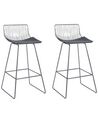 Set of 2 Metal Bar Chairs Silver FREDONIA_868374