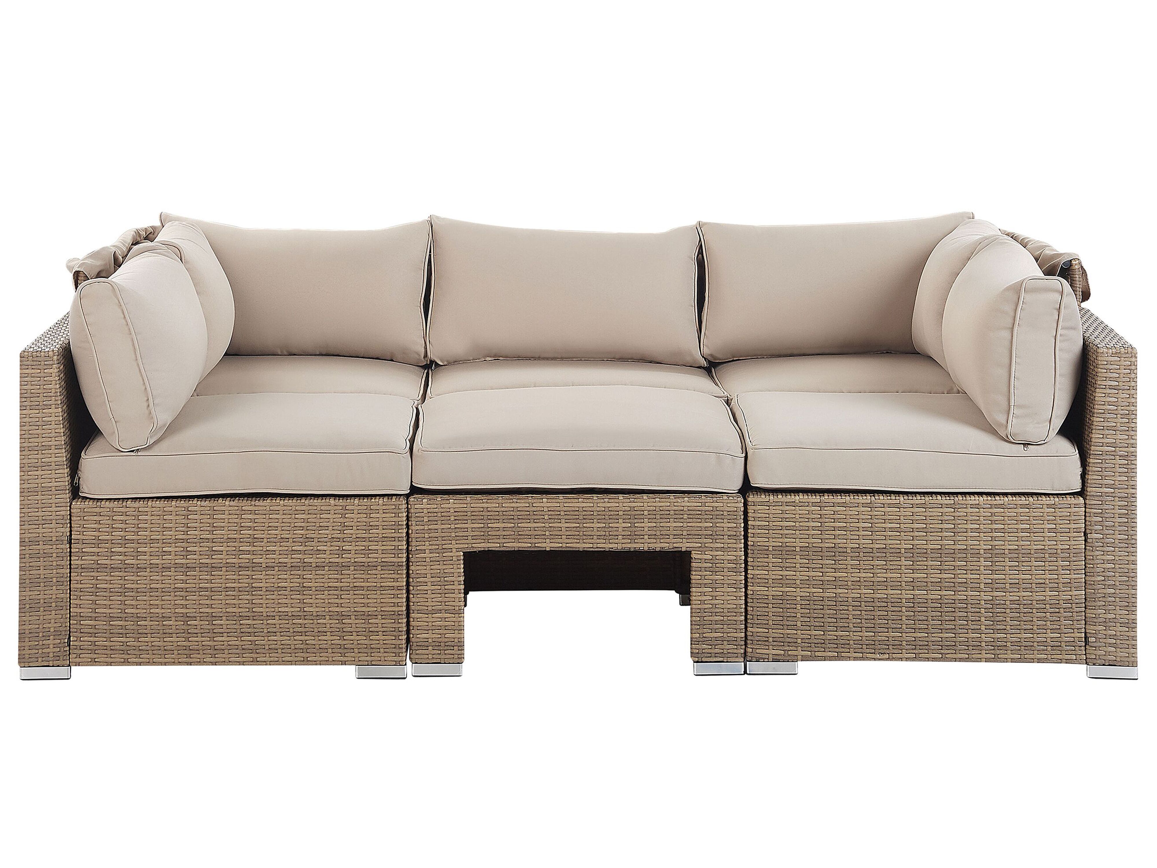 5 Seater PE Rattan Garden Lounge Set Beige COCCOLIA | Beliani.co.uk