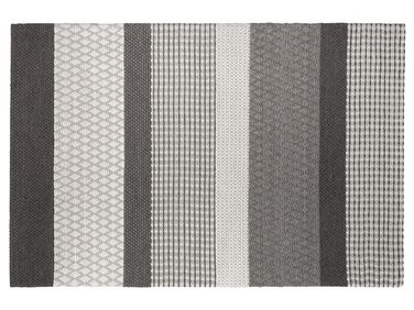 Teppich Wolle grau 160 x 230 cm Streifenmuster Kurzflor AKKAYA