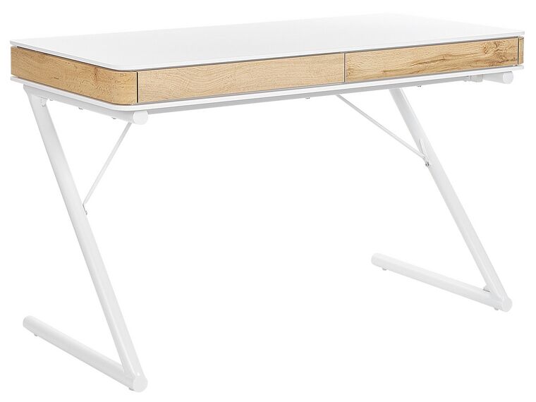 Skrivebord 120x60 cm Hvid/Lyst Træ FONTANA_801335