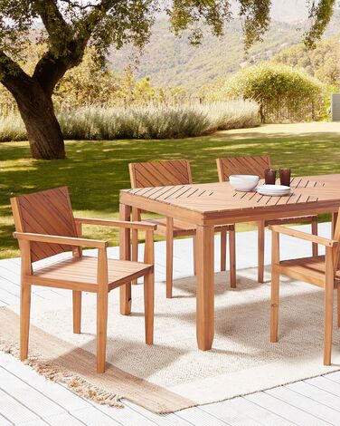Set of 4 Acacia Wood Dining Chairs Light BARATTI