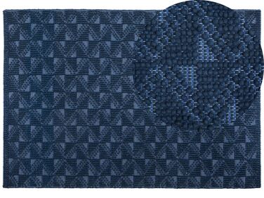 Teppich Wolle marineblau 160 x 230 cm Kurzflor SAVRAN