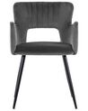 Conjunto de 2 sillas de comedor de terciopelo gris oscuro/negro SANILAC_847072