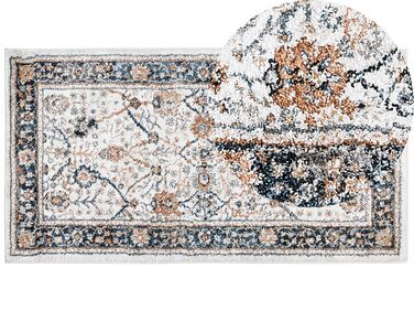 Teppich beige / blau orientalisches Muster 80 x 150 cm Kurzflor ARATES