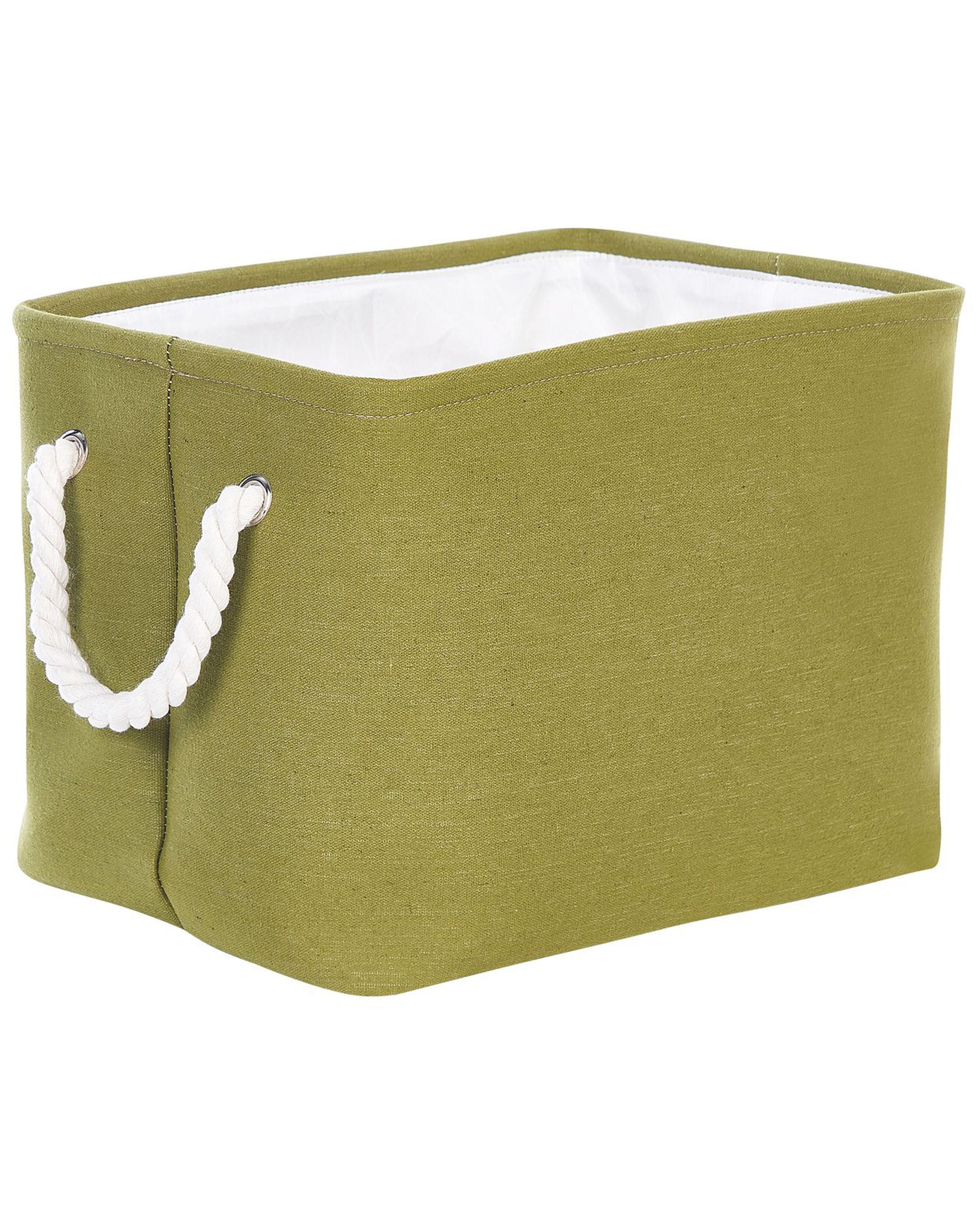 Conjunto de 3 cestas de poliéster verde oliva/blanco DARQAB_849723