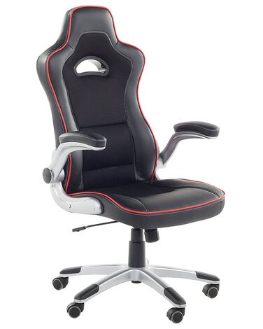 Cadeira de escritório em pele sintética preta e vermelha MASTER