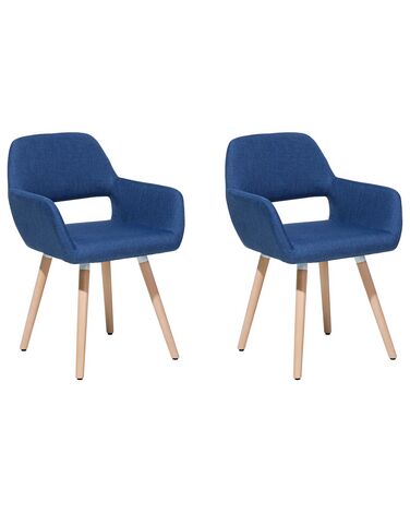 Set of 2 Fabric Dining Chairs Blue CHICAGO