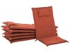 Zestaw 6 krzeseł ogrodowych drewno akacjowe z poduszkami czerwonymi TOSCANA_783981