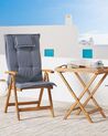 Conjunto de 2 sillas de jardín de madera con cojines azules JAVA_788387