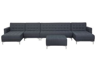 6 Seater U-Shaped Modular Fabric Sofa with Ottoman Dark Grey ABERDEEN