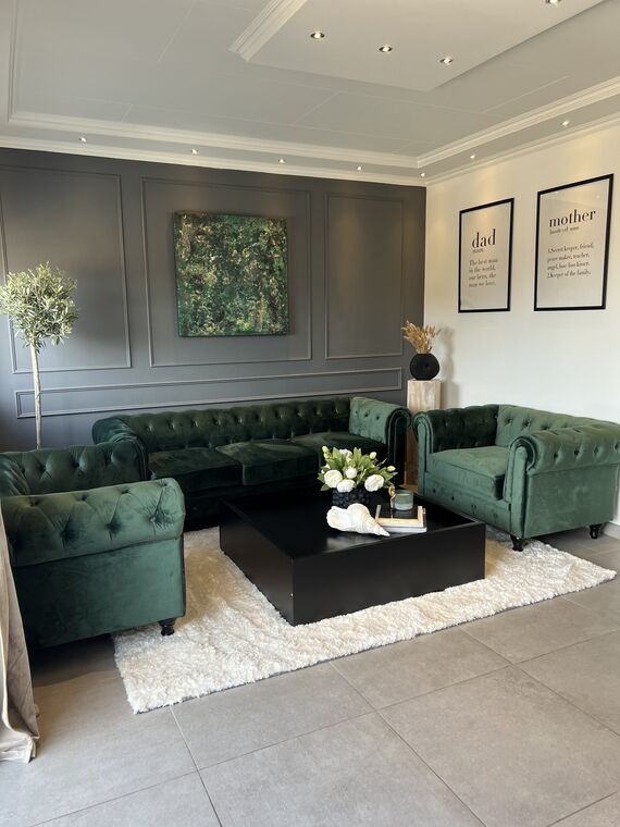 Velvet Living Room Set Green CHESTERFIELD Beliani.co.uk