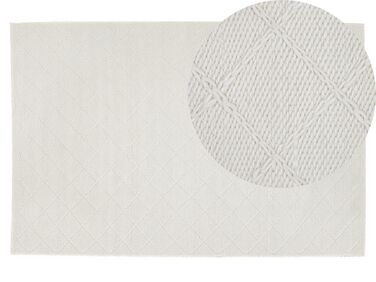 Tæppe 140x200 cm grå/hvid uld ELLEK