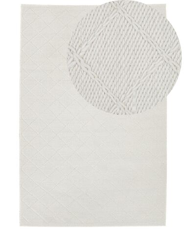 Tappeto rettangolare in lana bianco sporco 140x200cm ELLEK