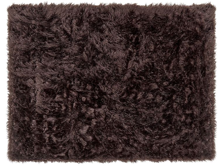 Faux Fur Bedspread 150 x 200 cm Brown DELICE Beliani.co.uk