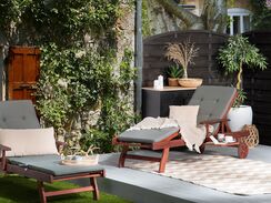 Puinen aurinkotuoli harmaalla pehmusteella TOSCANA