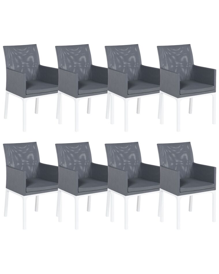 Conjunto de 8 sillas de poliéster gris oscuro/blanco BACOLI_825751