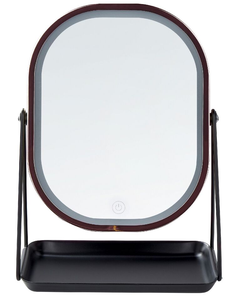 Miroir de maquillage avec LED 20 x 22 cm rose doré DORDOGNE_848342