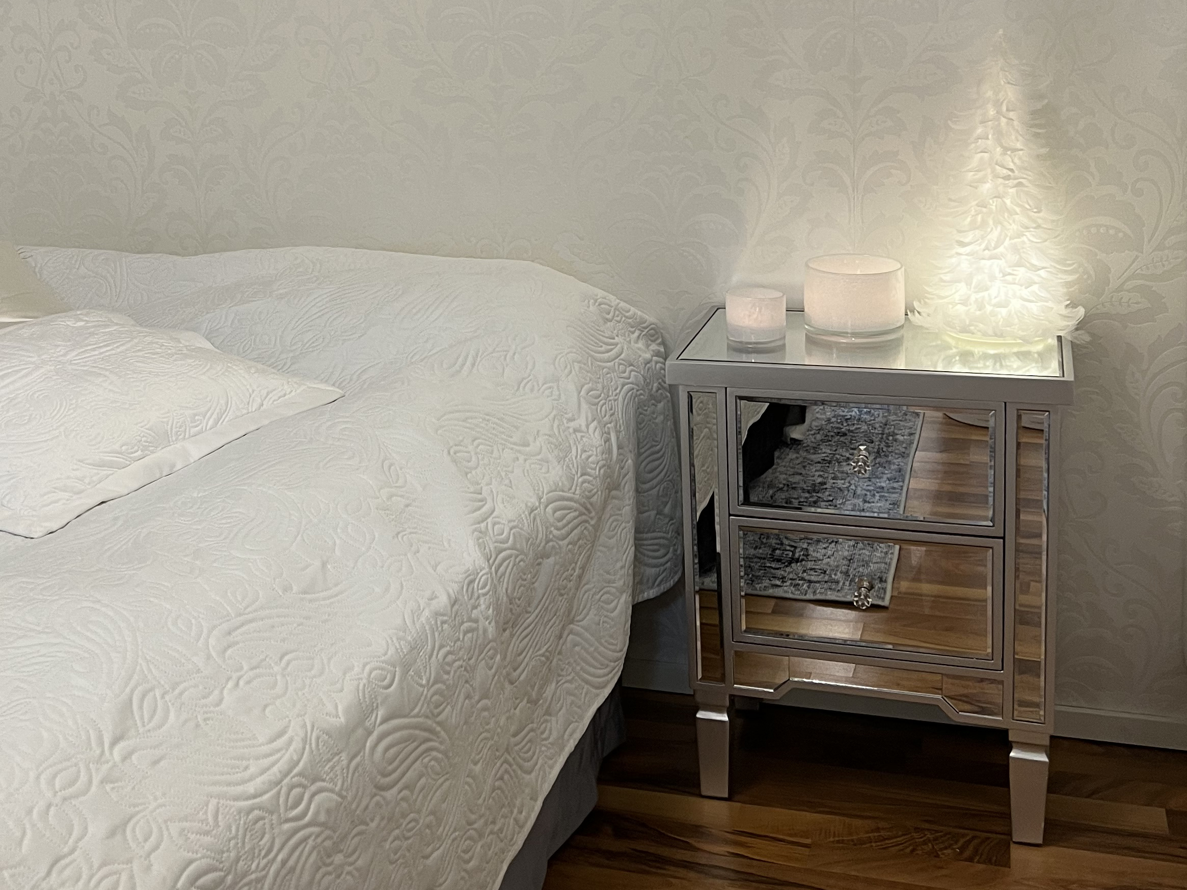 2 Drawer Mirrored Bedside Table TIGY_837596