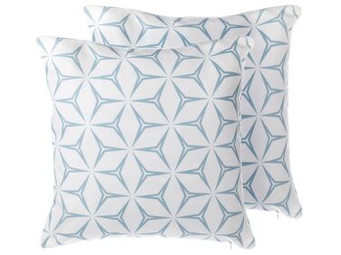 Set of 2 Cushions Geometric Pattern 45 x 45 cm Light Blue WEIGELA