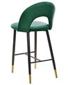 Conjunto de 2 sillas de bar de terciopelo verde esmeralda/negro/dorado FALTON_871423