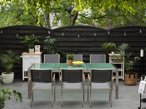 Garden Dining Table Ed Glass Top 220 X 100 Cm Grosseto Beliani No Garden Dining Table Ed Glass Top, Patio Dining Table Under 100