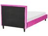 Housse de cadre de lit simple en velours rose fuchsia 90 x 200 cm pour les lits FITOU_875398