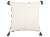 Tufted Cotton Cushion with Tassels 45 x 45 cm Beige and Blue JACARANDA_838667