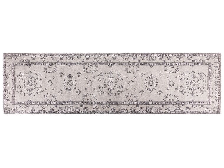 Teppich Baumwolle beige 80 x 300 cm geometrisches Muster Kurzflor GOLLER_853696