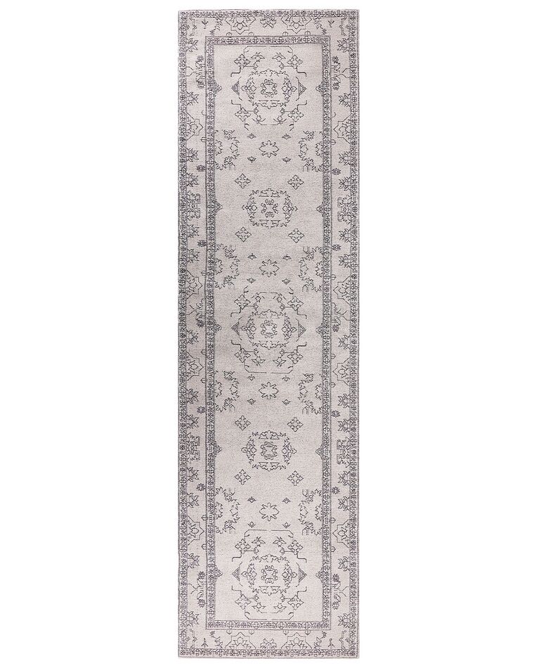 Teppich Baumwolle beige 80 x 300 cm geometrisches Muster Kurzflor GOLLER_853696