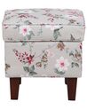 Fabric Wingback Chair with Footstool Floral Pattern Cream HAMAR_794149