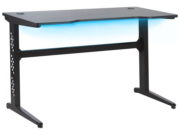 Mesa gaming preta com iluminação LED RGB 120 x 60 cm DEXTER | Beliani.pt
