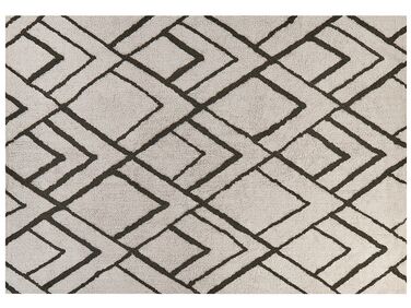Teppich Baumwolle cremeweiss / grün geometrisches Muster 160 x 230 cm Shaggy YESILKOY