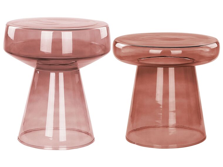 Set of 2 Glass Side Tables Dark Red LAGUNA/CALDERA_883294