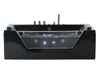Whirlpool Badewanne schwarz LED Unterwasserbeleuchtung 153 x 70 cm SAMANA