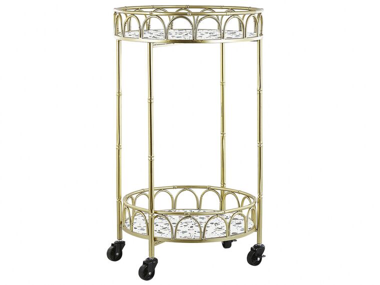 Round Metal Drinks Trolley Gold with Terrazzo Effect SHAFTER_791110