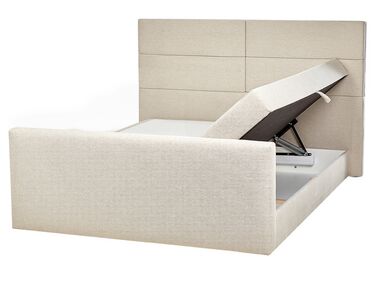 Łóżko kontynentalne z pojemnikami 160 x 200 cm beżowe ARISTOCRAT