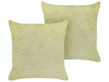 Set of 2 Faux Fur Cushions 45 x 45 cm Green PILEA