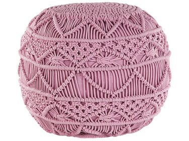 Bavlnená makramé taburetka ⌀ 40 cm ružová KAYSERI